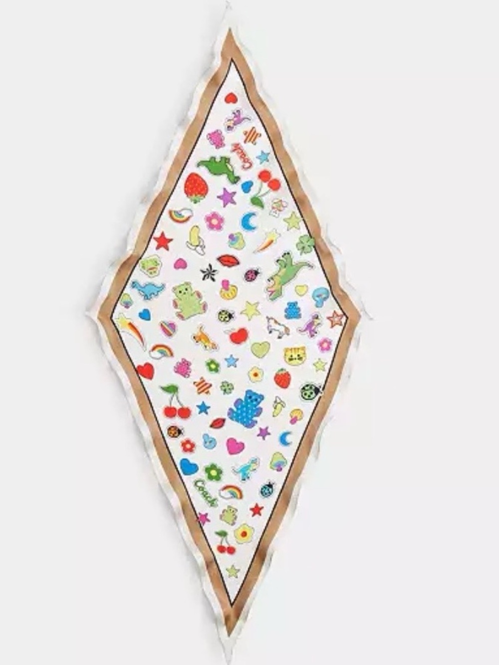 NWT Coach Stickers Print Silk Diamond Scarf—sold out in stores new release